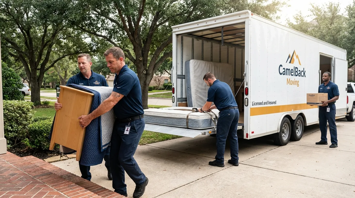 Crew loading residential truck for cross-state move from Hopewell, VA