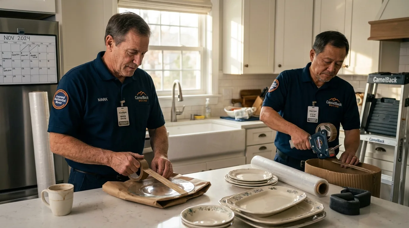 Professional crew packing kitchen dishware in Hopewell, VA